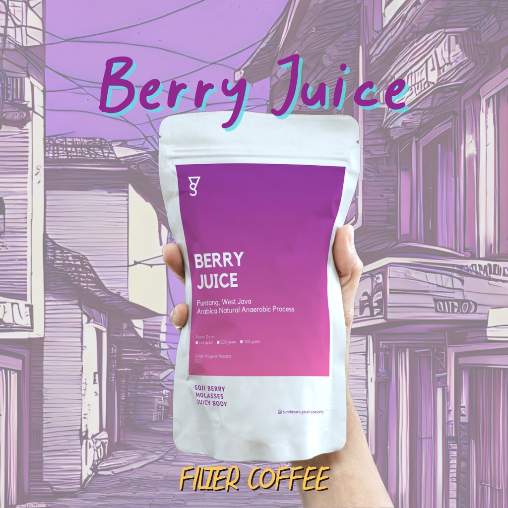 

Berry Juice Puntang Arabica Natural Anaerobic Process 125 gr - Roasted Beans Biji Kopi Manual Brew Arabika - Sumber Anugerah Roastery