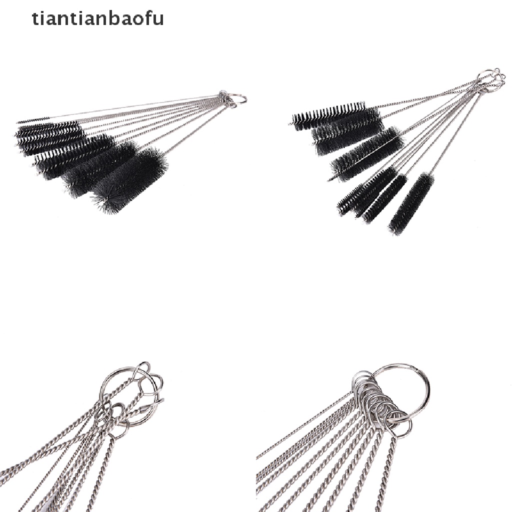 (Tianbaofu) 10pcs Sikat Pembersih Pipa Tembakau / Airbrush Bahan Nilon + Stainless Steel
