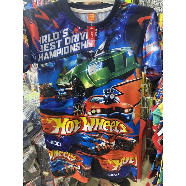 Setelan baju anak mobil HOT WHEELS kids printing