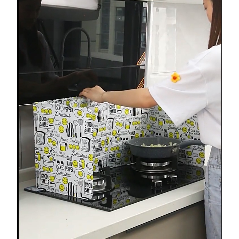 MARKAS HL0340 Sekat Pelindung Kompor Dapur Aluminium Tahan Panas Cover Stove Tahan Cipratan Minyak