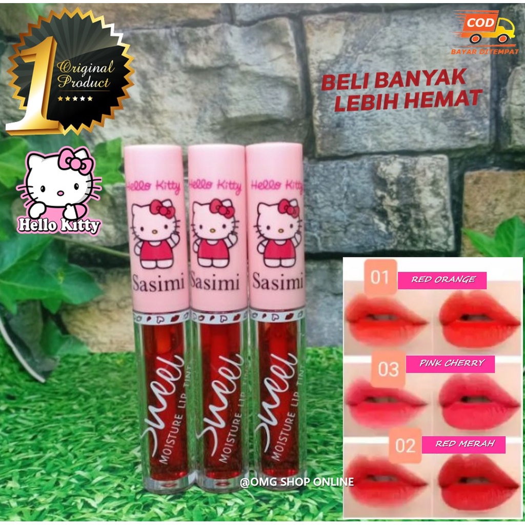 Termurah !! Liptint Sasimi HELLO KITTY Original / Lip Gloss Sasimi HELLO KITTY / Lipstik Lipcream Lip Tint Liptin HELLO KITTY / Liptint Korea Pemerah Bibir Pelembab Bibir Pink Alami / Liptint Anak Sekolah Liptint Tahan Lama Anti Air Waterproof ORIGINAL