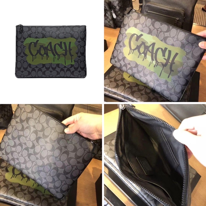 [READY STOCK] COACH CLUTCH BAG HAND BAG COACH BLACK SIGNATURE