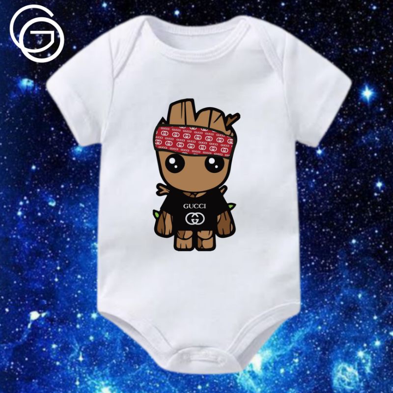 JUMPER BAYI GUCCI X BABY GROOT KAOS BAJU BAYI USIA 0 - 12 BULAN SAMPAI 1 TAHUN BABY KIDS NEWBORN