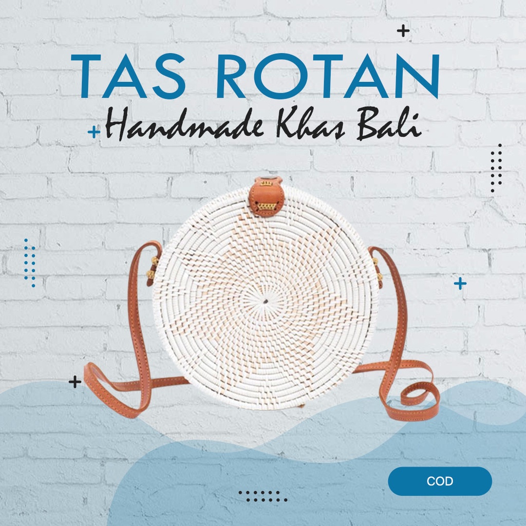 Tas Rotan Motif Bintang Star Bunga Lotus Bulat  Atta Buatan  Bali Selempang Bahu Wanita Anyaman  Ate
