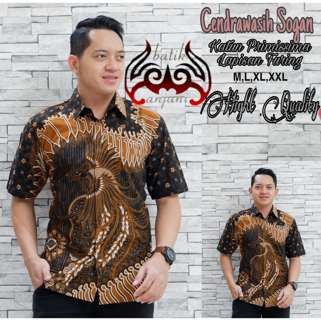 CENDRAWASIH SOGAN Kemeja Batik Pria Full Furing Bahan Katun Primisima