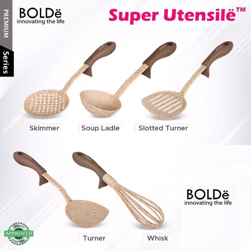 BOLDe Utensile Bolde Set Satuan / Spatula Silikon Tahan Panas / Slotted Turner / Whisk / Soup Ladle / Skimmer