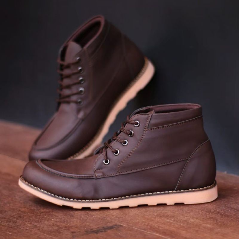 XSHOESBDG.ID Sepatu Boots Pria Formal Vintage Semi Kulit Best Seller Kerja Santai Kuliah Fashion