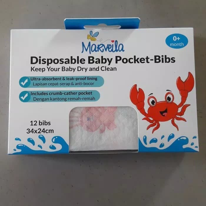 Marveila Disposible Baby Pocket / Bibs Celemek Makan Anak