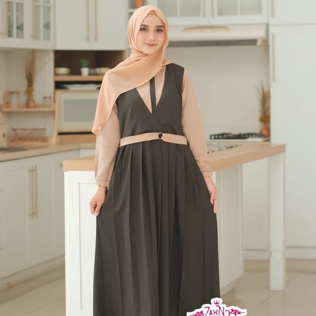 GAMIS DRESS LAURA ITY CREPE ORI ZAHIN CANTIK-bronze