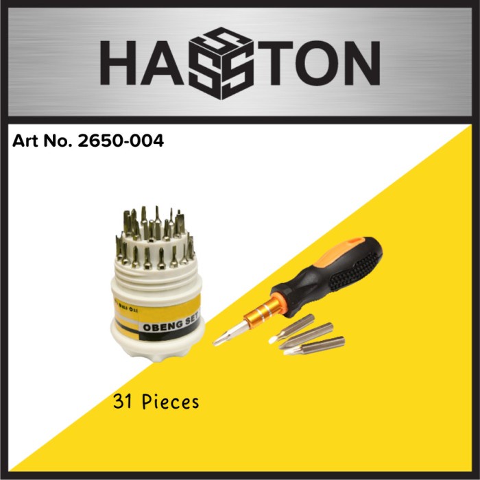 HASSTON PROHEX OBENG SET SCREWDRIVER SET 31 PCS CRV 2650-004