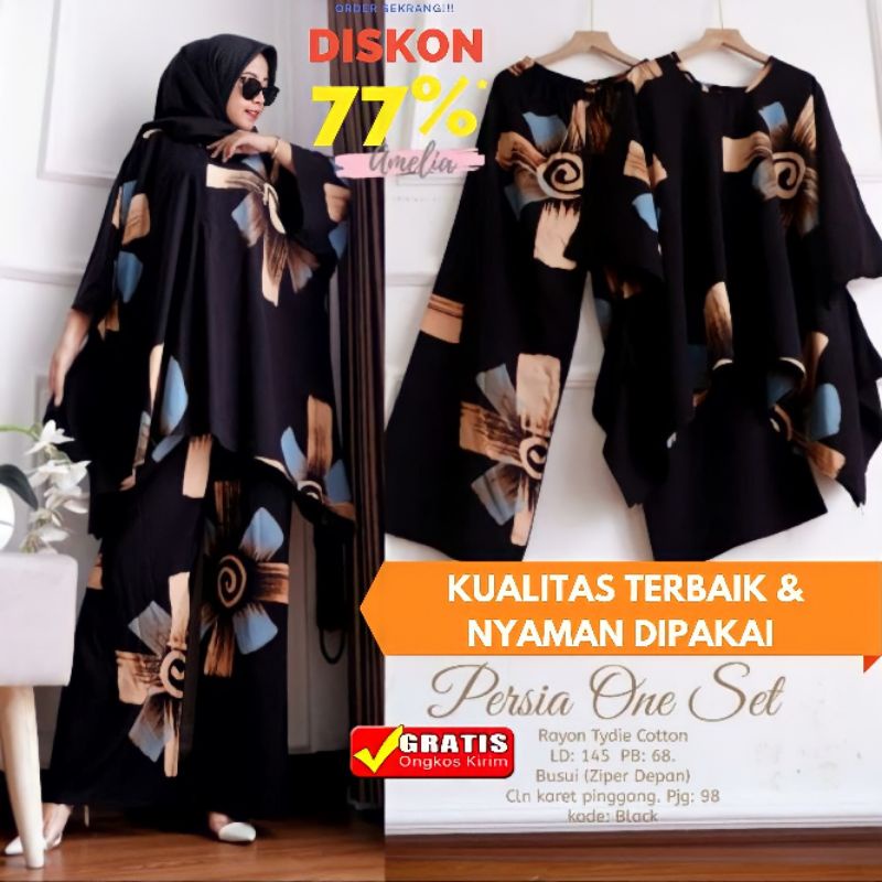 Setelan Jumbo Prisa Vol. 1 2 One Set Wanita Waka Waka Motif Lukis Garis Kuas Handmade Limitied Editi