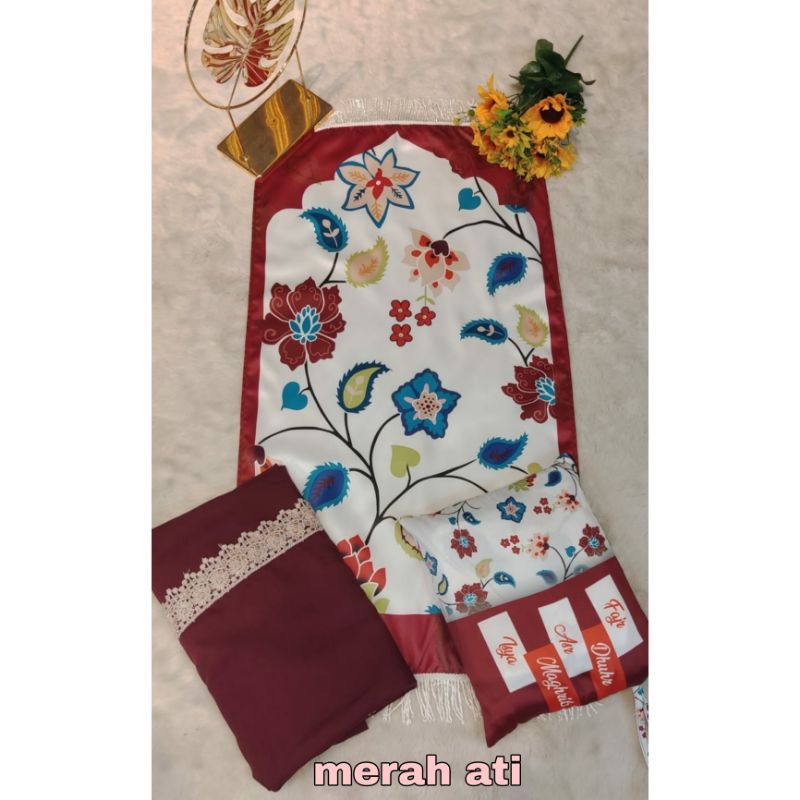 MUKENA KHADIJAH 2 IN ONE FREE POUCH CANTIK DAN SEJADAH TRAVELING