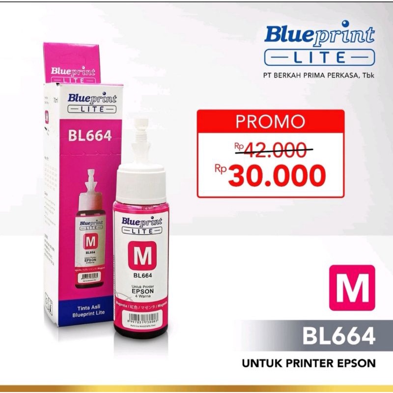 HITAM Tinta Epson 664 BLUEPRINT LITE 70ml BLACK 100% ORIGINAL  BL664