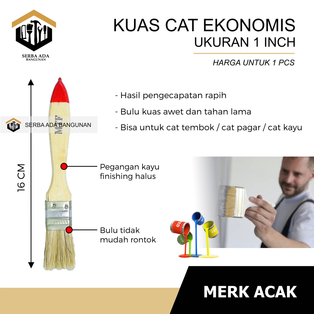 Kuas Koas Cat Tembok Dinding Serbaguna Ukuran 1/2 l 3/4 l 1 l 1.5 l 2 l 2.5 l 3 l 4 Inch | 5inch ori