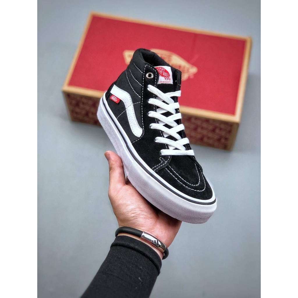 SEPATU VANS SK8 HIGH PRO SKATEBOARDING BLACK WHITE Original BNIB Full Tag Barcode Bahan Leather Kuli