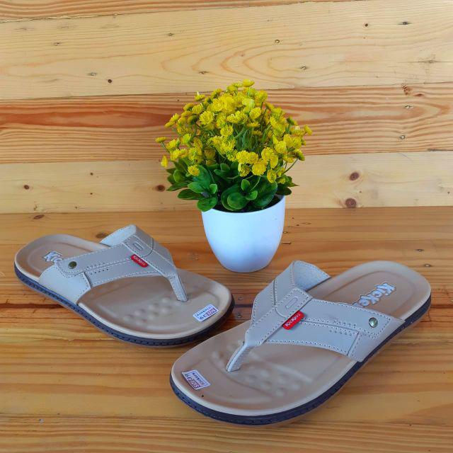 SANDAL PRIA TERLARIS SENDAL JEPIT KULIT TERBARU-Japit Cream