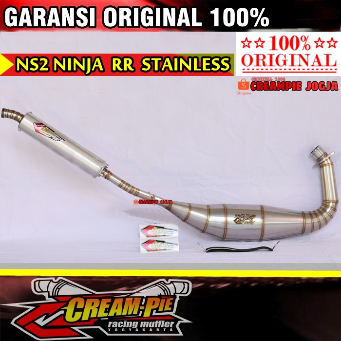 Knalpot CREAMPIE Ninja 2T 150 R RR SS Tipe Ns2 Stainless Asli Original Cream pie Jogja