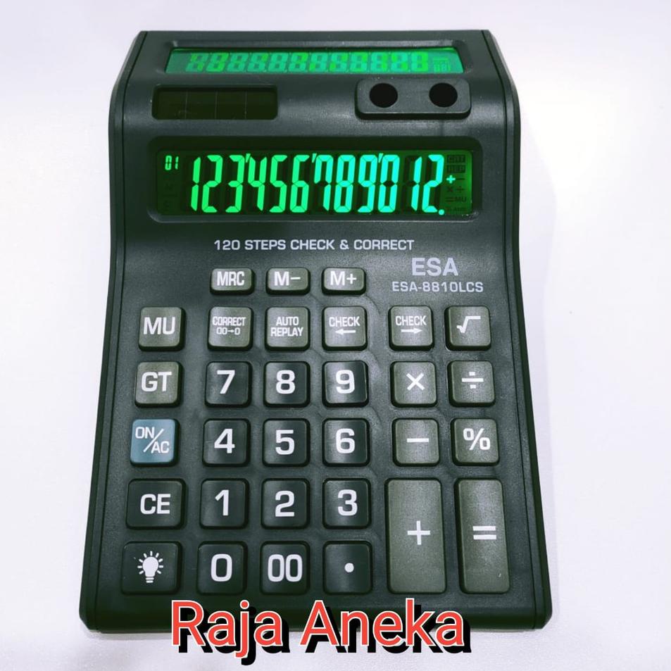 

[ED7US4576] Kalkulator Layar Lcd Led menyala Calculator Besar Esa 8810 12 digit cek ulang 2 layar bolak balik