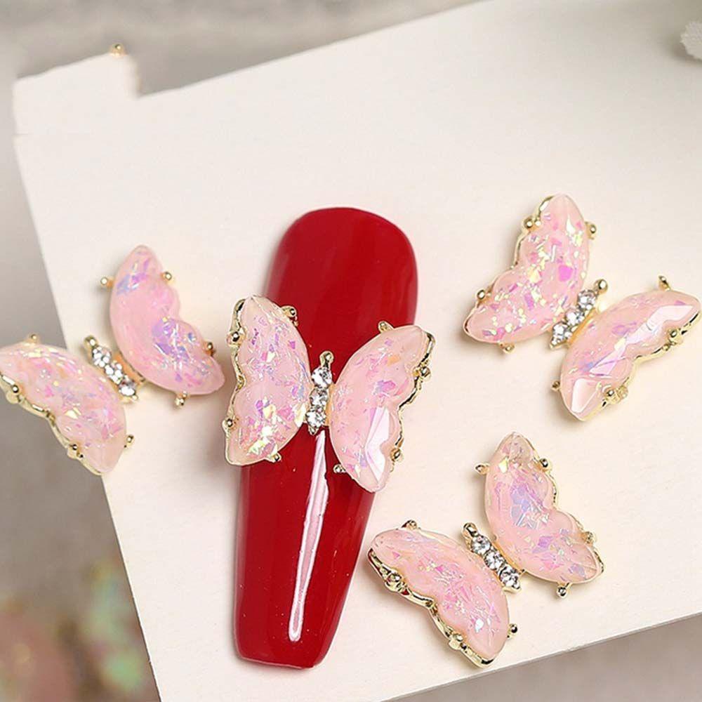 AUGUSTINA Agustina Kupu-Kupu Kuku Berlian Buatan Mewah Fashion Manicure Nail Art Ornamen Aksesoris Kuku Kristal Nail Art Perhiasan