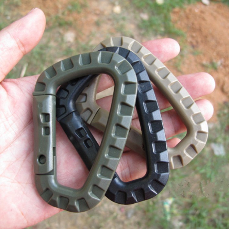 YGRETTE - Tactical Backpack Buckle Fast Tactical Carabiner Plastic Hook D Shape Mosqueton EDC Gear For Outdoor Camping KARABINER