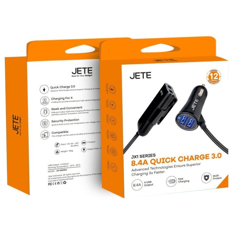 Charger Mobil Car Charger 4 Output Quick Charge 3.0 JETE JX1 - Original Garansi 2 Tahun