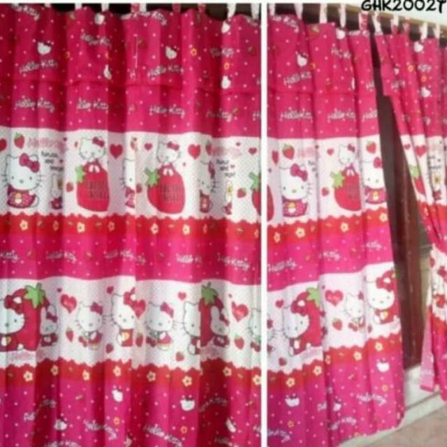 GORDEN TALI KARAKTER HELLO KITTY  TERLARIS  TERMURAH  Gorden pintu 100x200cm GROSIR HORDENG