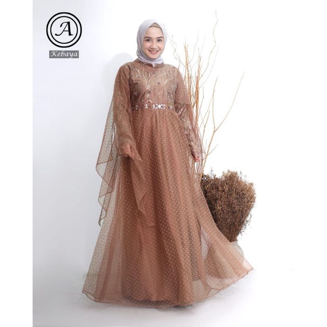 Gamis Olivia Asyifa , Gamis tille Bordir mix Satin Velvet , Gamis Mewah Kondangan , Gamis Pesta.