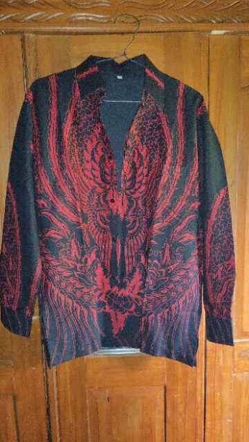 Kemeja Batik Pria Full Furing Kartiko Wijoyo Merah Batik Solo Katun Primisima Batik Merah