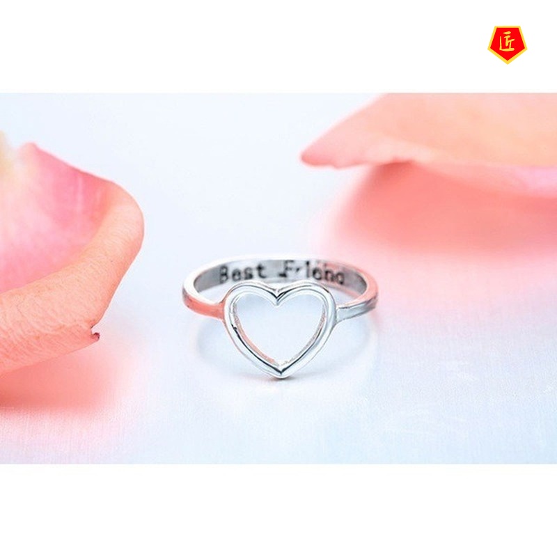 [Ready Stock]14K Gold Best Friends Hollow Heart Ring