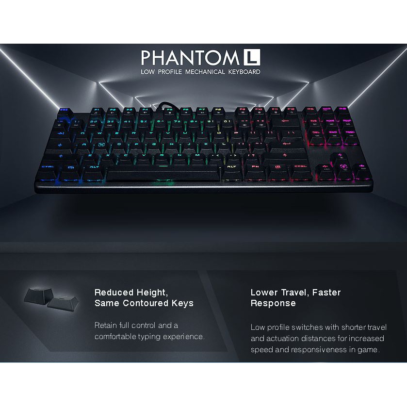 Tecware Phantom L 87 RGB Low Profile Mechanical Keyboard Outemu Blue or Brown or Red | Gaming Keyboard