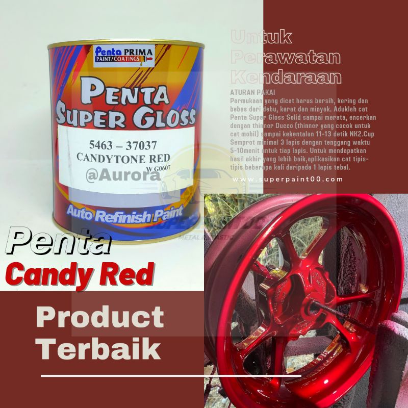 Cat Candytone Red Penta Super Gloss Candy Merah Metalik Candi Tone Merah Cendi Cendy Cenditon Transp