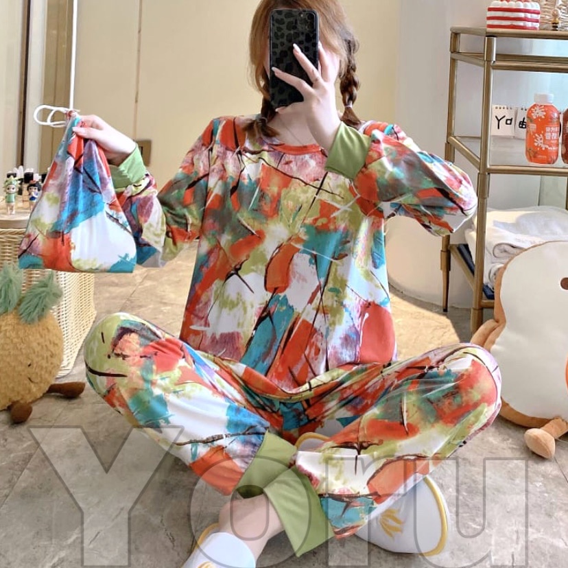 Pamelo Pajamas Tie Dye Daster Tie Dye Baju Tidur Tie dye Fashion Wanita TieDye Setelan Tiedye