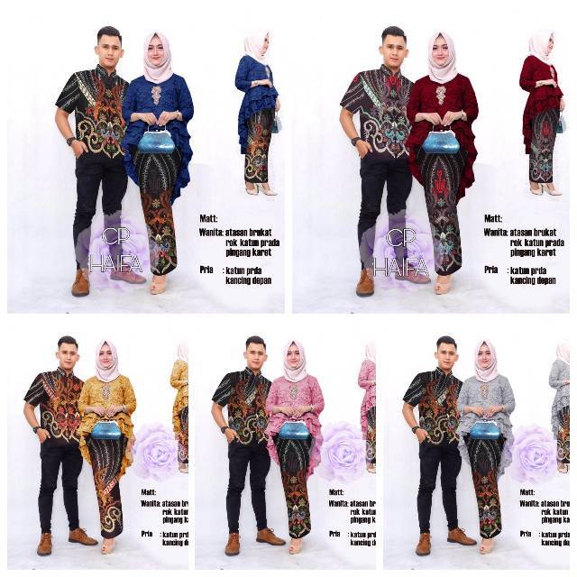 CP HAIFA BATIK/ couple KEBAYA brukat/ batik pinguin /COUPLE BATIK BRUKAT/COUPLE PESTA/ KONDANGA,/DRE
