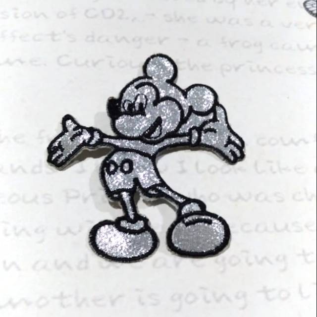 Patch Bordir / Aplikasi Jahit / Emblem Mickey / Miki Perak