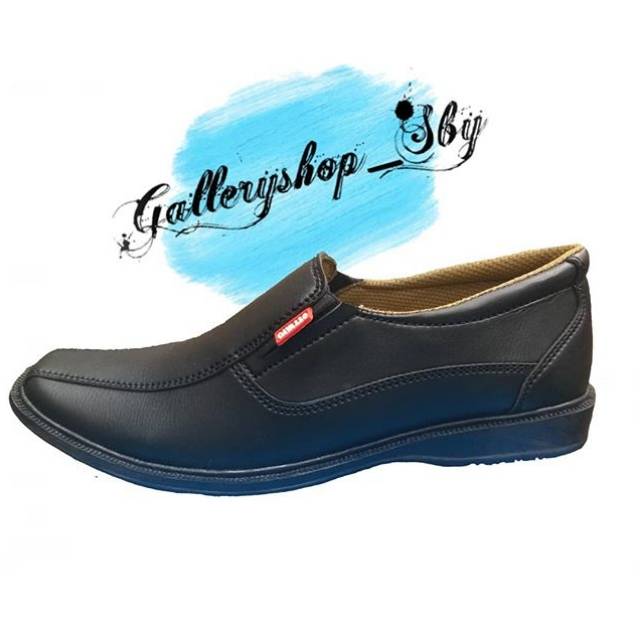 Sepatu Slop Cavallo Hitam Dope Kulit Berkualitas Sekolah Kerja Kuliah Formal Resmi Traning Ospek