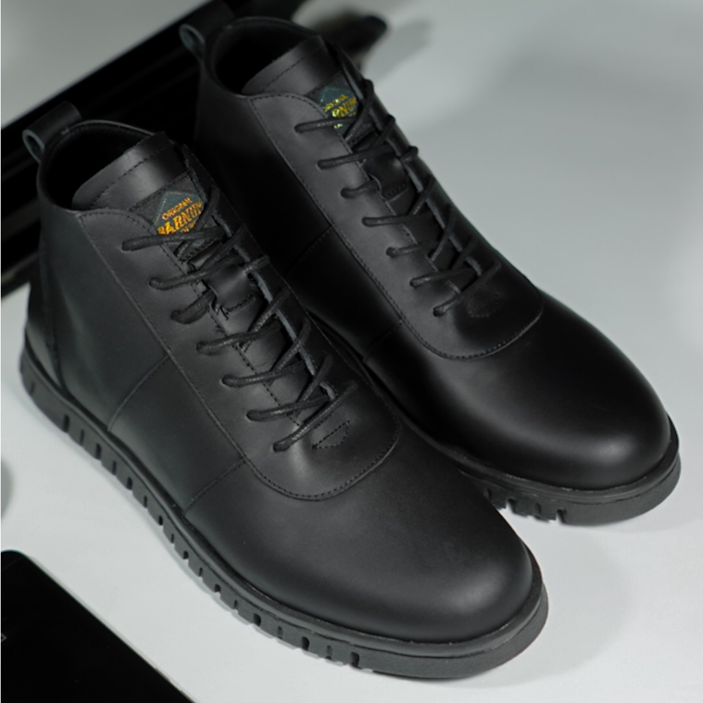 Nathan Black | Sepatu Kulit Asli Formal Vintage Klasik Casual Pria Cowok Boots Ori | FORIND x Barnum