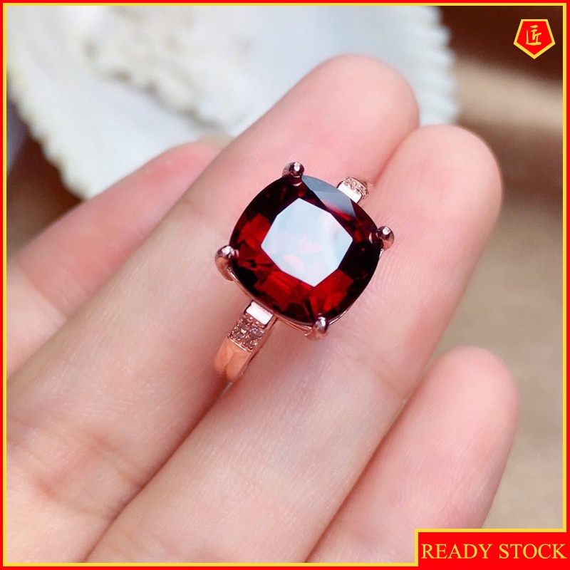 [Ready Stock]Elegant Personality Garnet Moissanite Ring