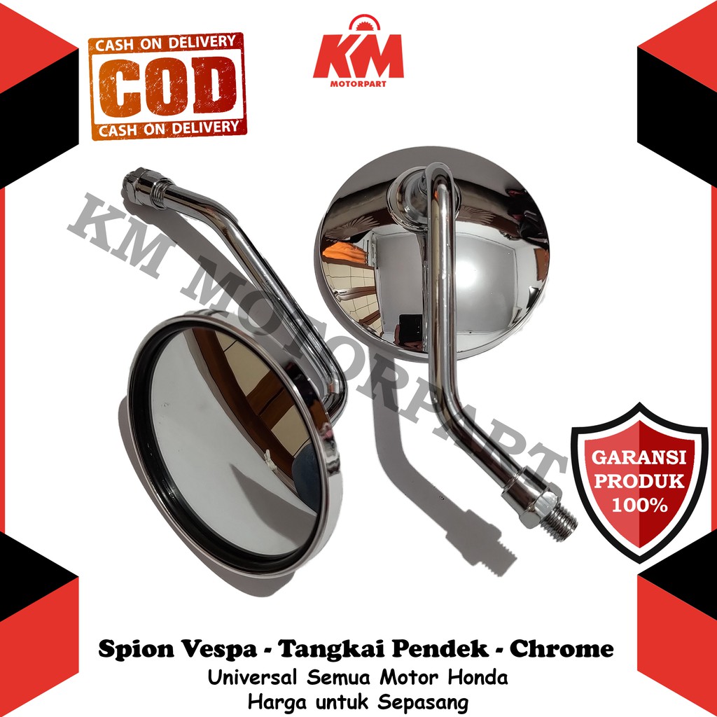 Kaca Spion Motor Tangkai Pendek Untuk HONDA Model Vespa Bulat Spion Variasi Aksesoris Motor Beat pcx