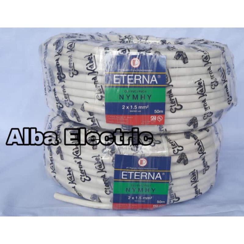 Kabel ETERNA 2x1.5 mm NYMHY Meteran Kabel ETERNA 2x1.5 meteran (harga permeter) SERABUT