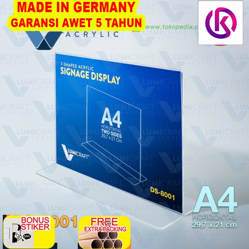 

Terlaris Tent Card Akrilik / Display Acrylic Model T - A4 Horizontal | DS-8001