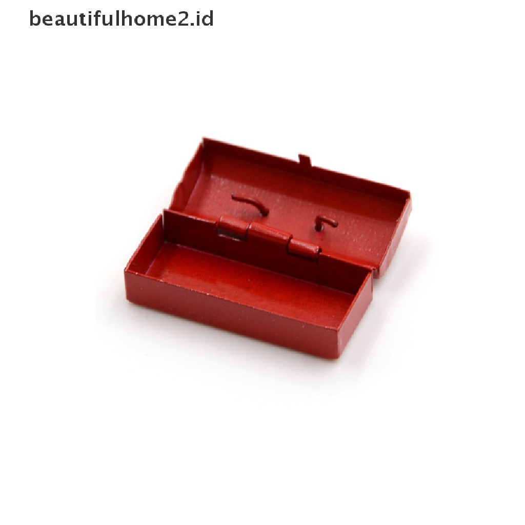 (beautifulhome2.id) Mainan Miniatur Kotak Perkakas Metal Warna Merah / Biru Skala 1: 12 Untuk Rumah Boneka