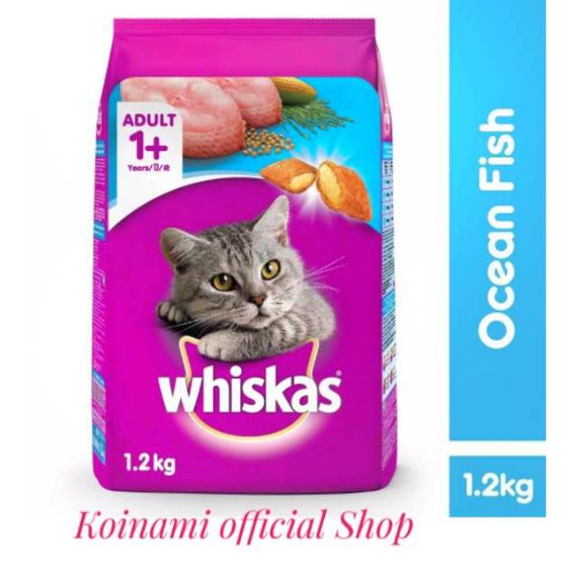 WHISKAS 1.2kg ADULT OCEAN FISH / makanan kucing / cat food / dray food / pakan kucing