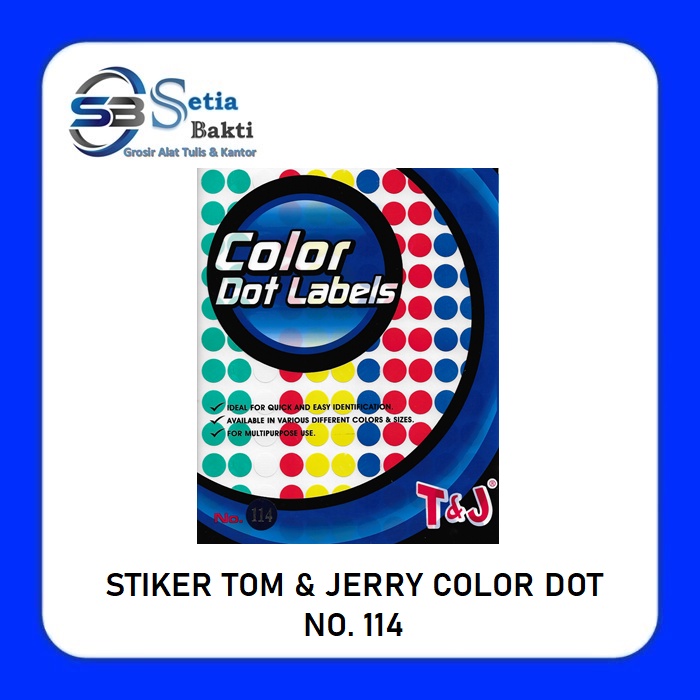 

TOM & JERRY Color Dot Labels - Stiker Bulat lingkaran Berwarna 1 Pack - 5 Lembar