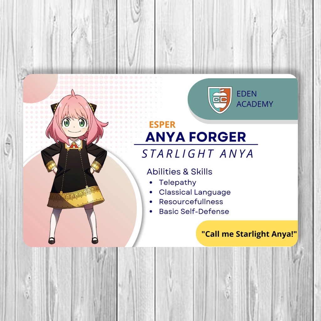 ID Card Spy X Family bahan PVC tebal