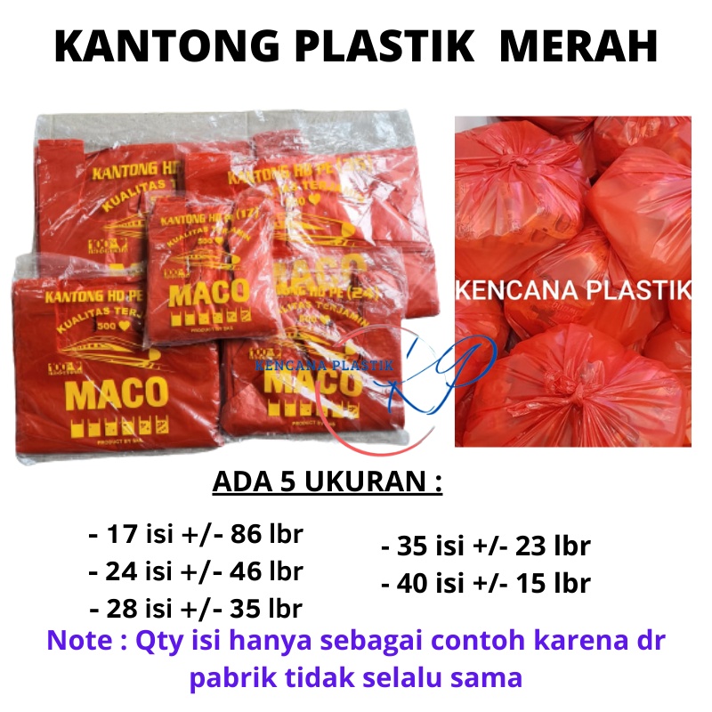 Kantong Plastik Kresek Merah Tebal HD17 HD24 HD28 HD35 HD40