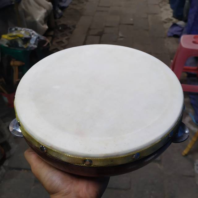 REBANA ECREK UKURAN DIAMETER 24 CM BAHAN KULIT KAMBING DAN KAYU MAHONI - ALAT MUSIK QOSIDAAN