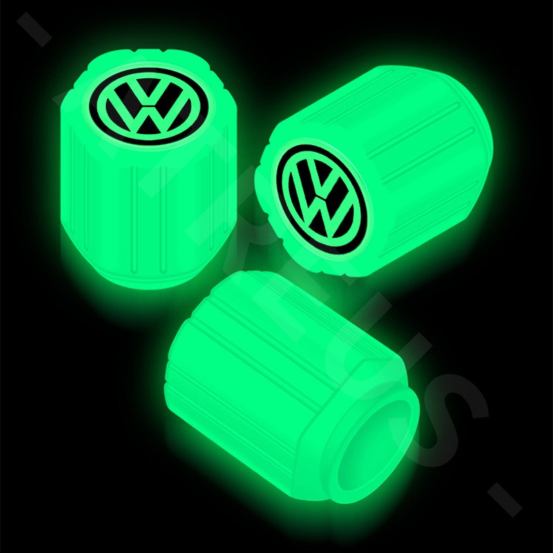 4pcs Volkswagen Luminous Pentil Ban Tutup Pentil Ban Polo Volkswagen Golf mk3 mk6 mk7 Scirocco Beetle Passat B5 B6 B7 CC B8 T5 Aksesoris Mobil Motor Sepeda