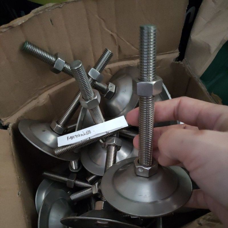 kaki meja m12 stainless 304 Full Stainless  / kaki meja stainless m12 / adjuster stianless m12 / adj