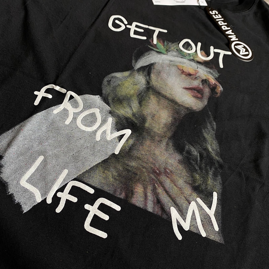 T-Shirt Kaos Distro Streetwear Original Mappies Spesial art Get out From Bandung Kaos Oversize Hitam