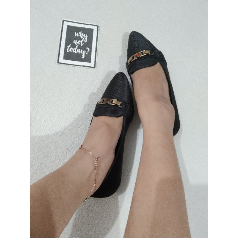 sepatu flat shoes wanita terbaru kekinian pesta LOUISDEAR sepatu flat bahan satin B30